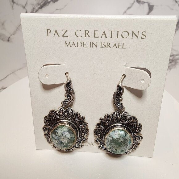 Paz Creations Jewelry - Paz Creations Sterling Silver Roman Glass Made in Israel Earrings